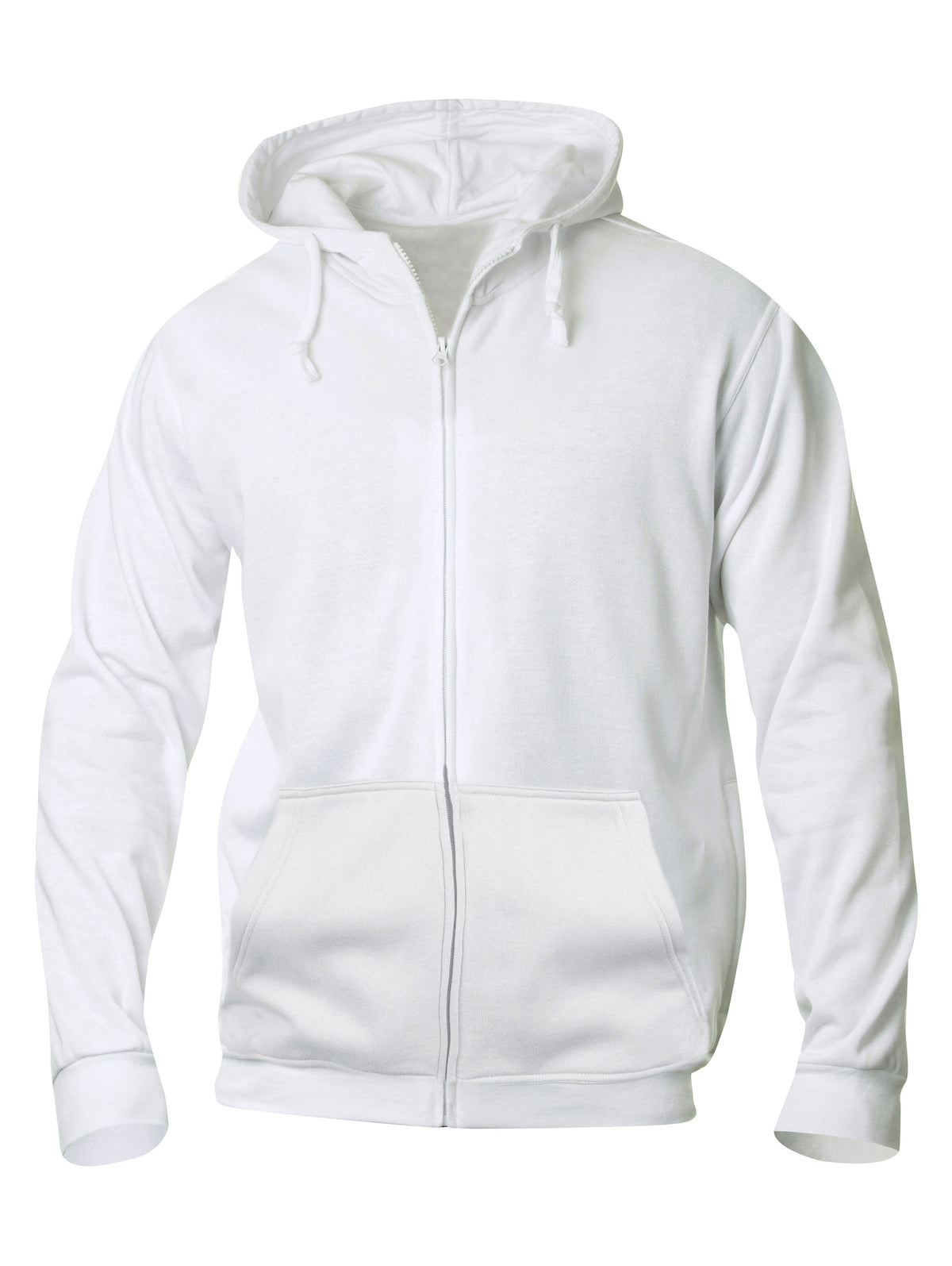 Clique Basic Hoody Full Zip – Hvit – forside