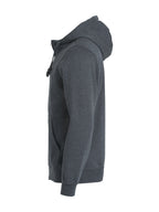 Clique Basic Hoody Full Zip – Antrasittmelert – venstre side