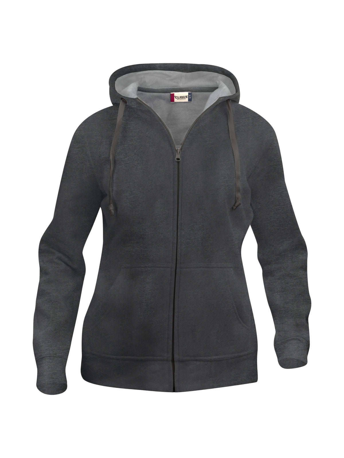 Clique Basic Hoody Full Zip – dame – Antrasittmelert – forside