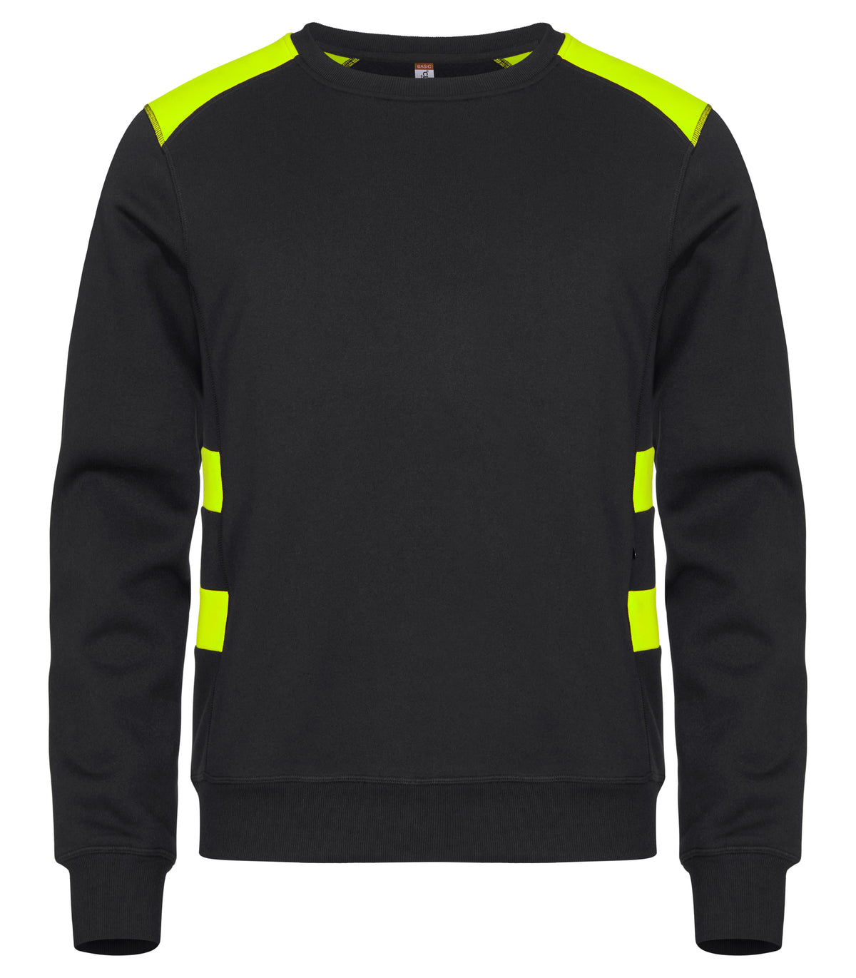 Clique Ambition Roundneck – Svart / Signalgul – forside
