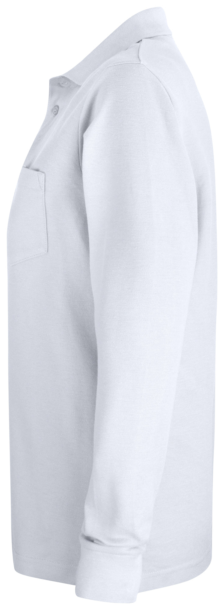 Clique Basic Polo Pocket L/S – Hvit – venstre side