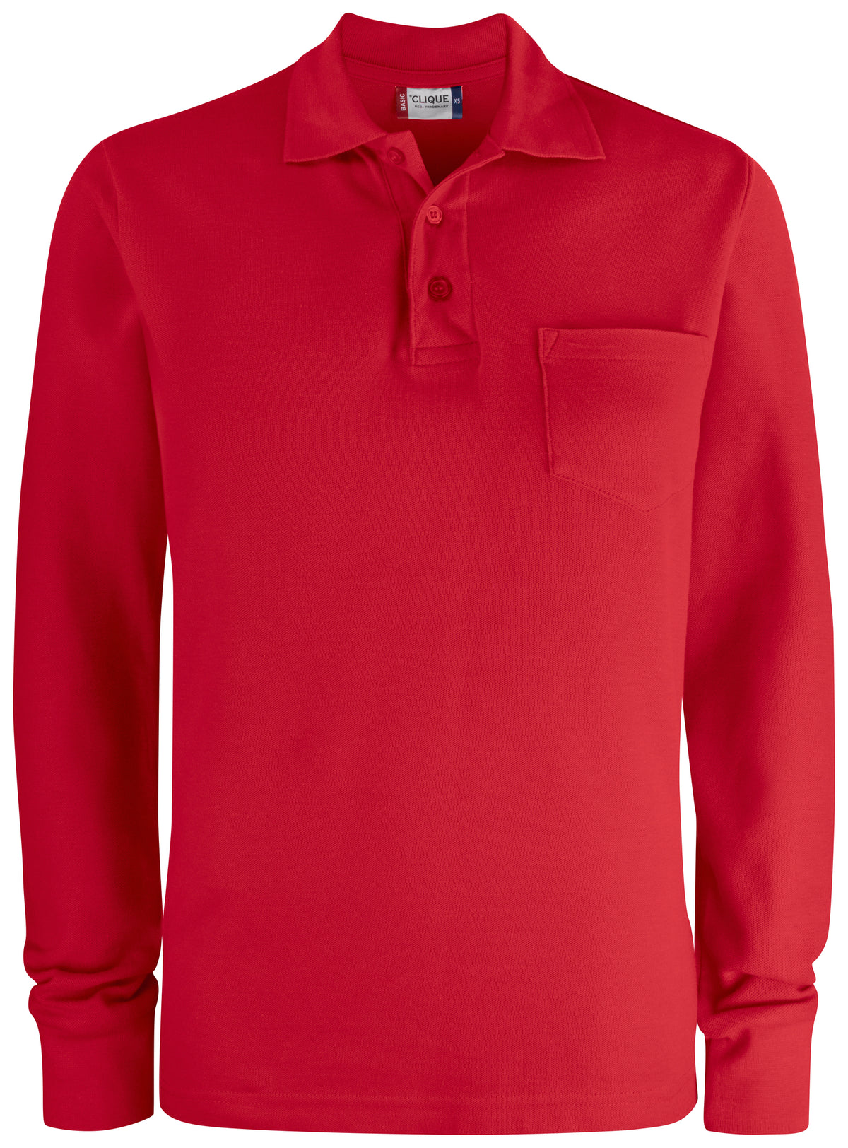 Clique Basic Polo Pocket L/S – Rød – forside