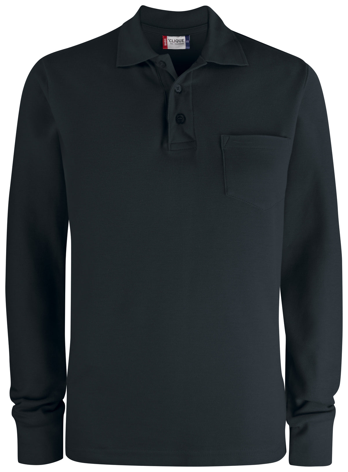 Clique Basic Polo Pocket L/S – Svart – forside