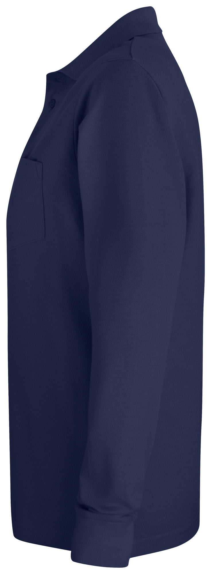 Clique Basic Polo Pocket L/S – Mørk marineblå – venstre side