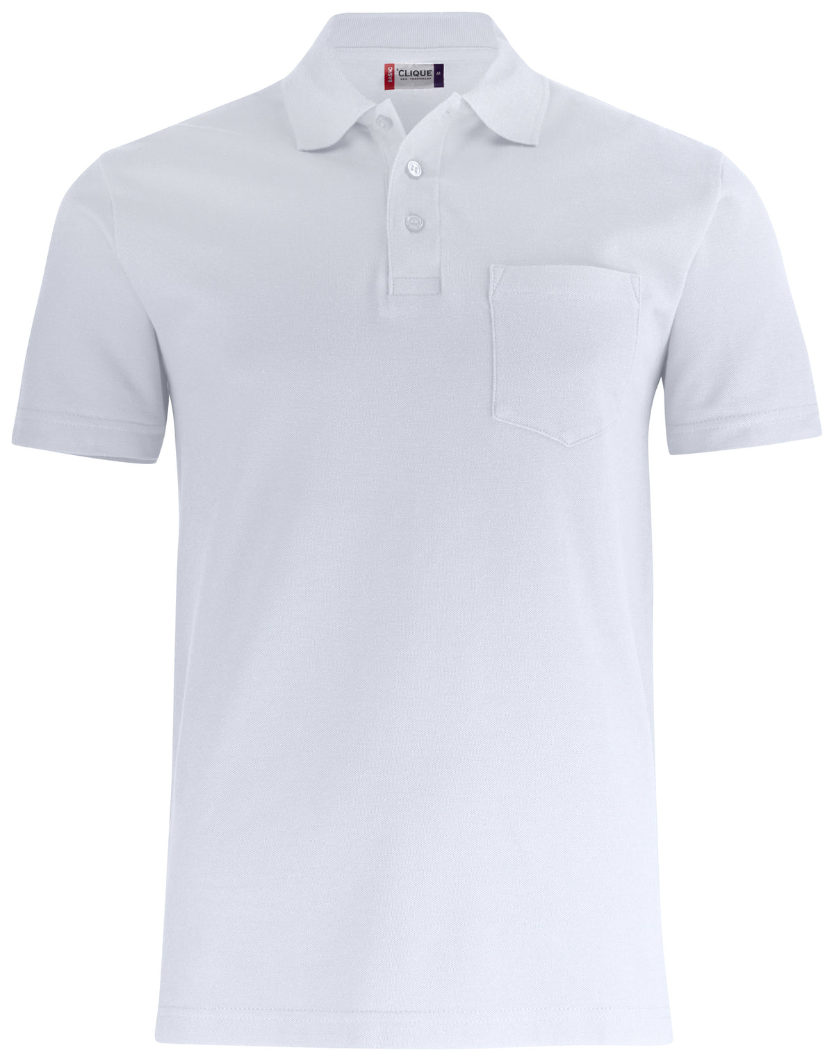 Clique Basic Polo Pocket – Hvit – forside