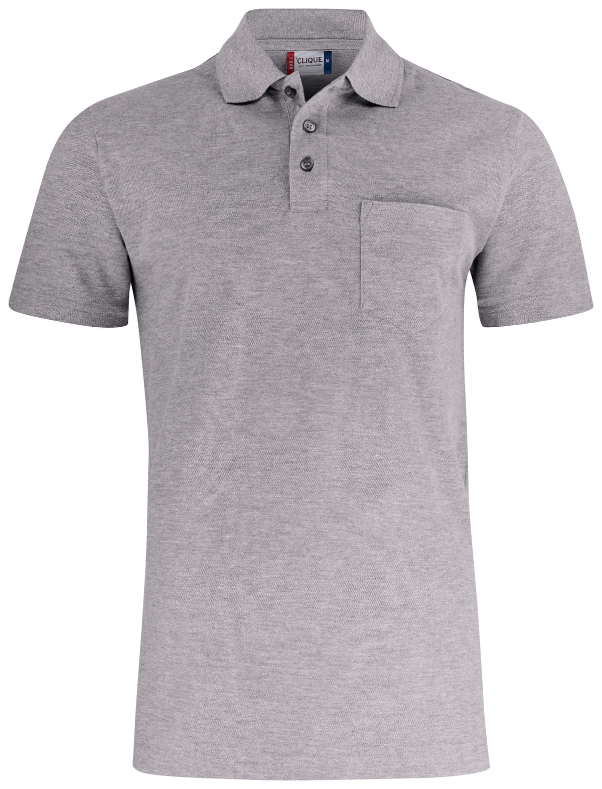 Clique Basic Polo Pocket – Gråmelert – forside