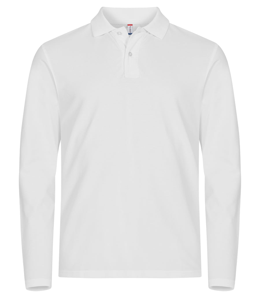 Clique Stretch Premium Polo L/S – Hvit – forside