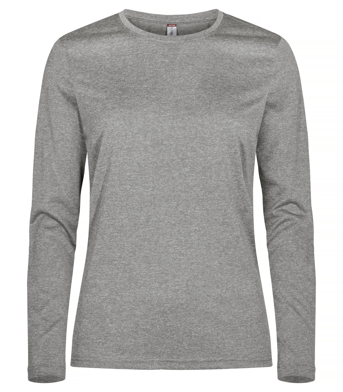Clique Basic Active-T L/S – dame – Gråmelert – forside