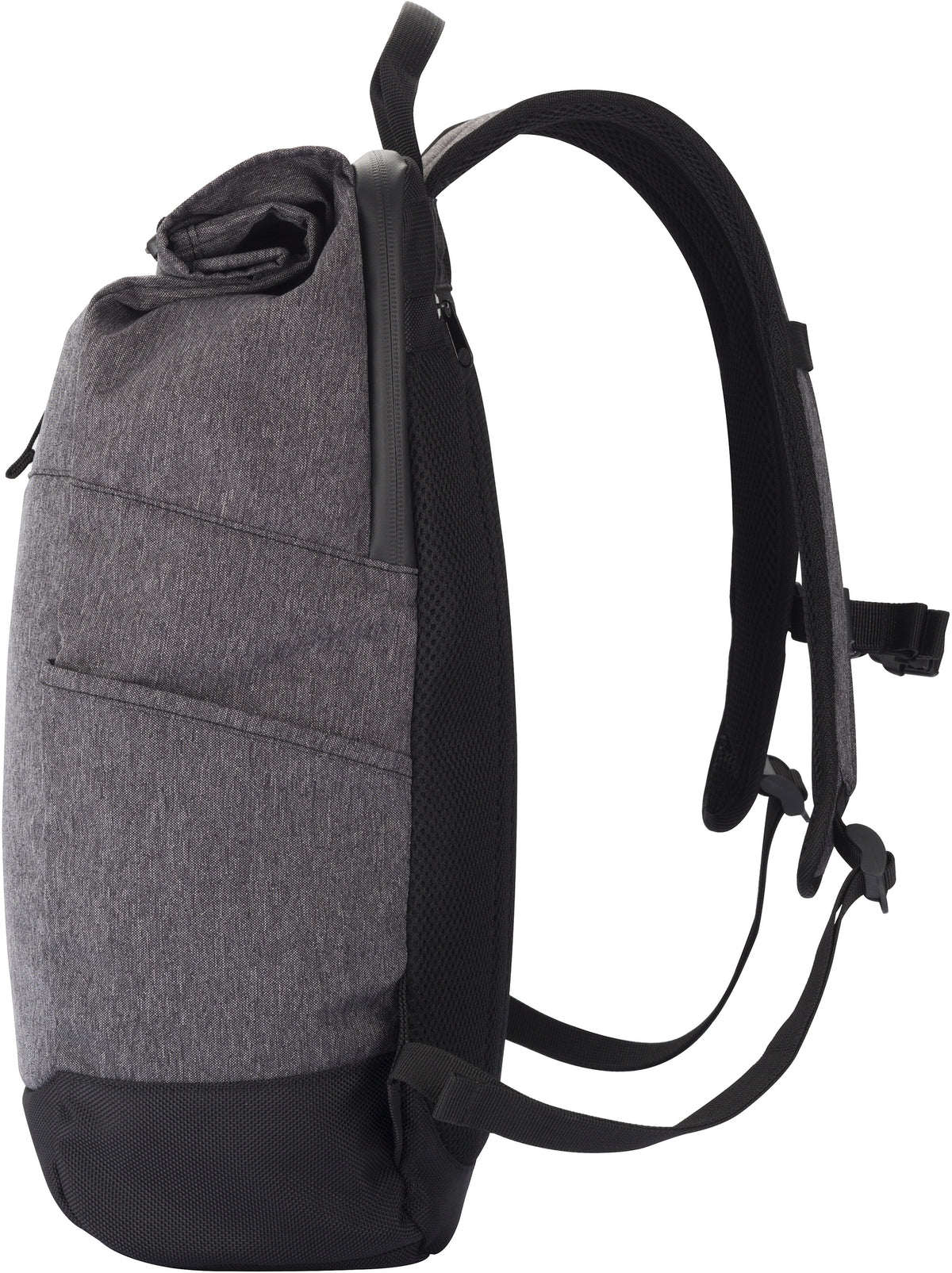Clique Roll-Up Backpack – Antrasittmelert – venstre side