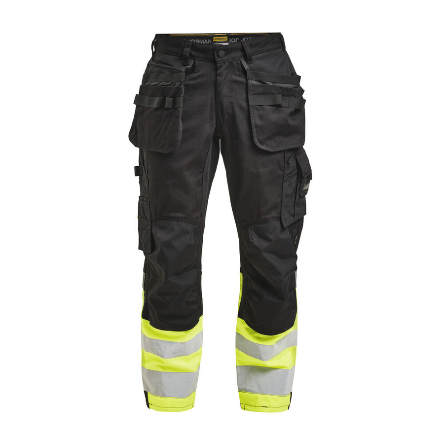 Jobman 2134 HV Håndverksbukse stretchpanel – Black/Yellow