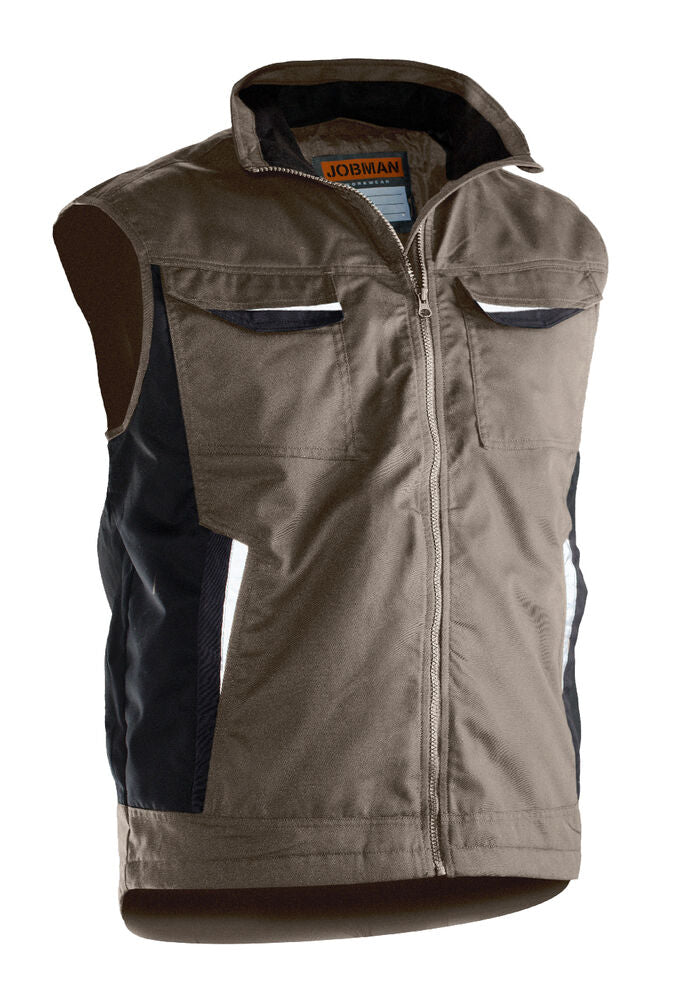 Jobman 7517 Poly Cotton Padded Vest – Khaki