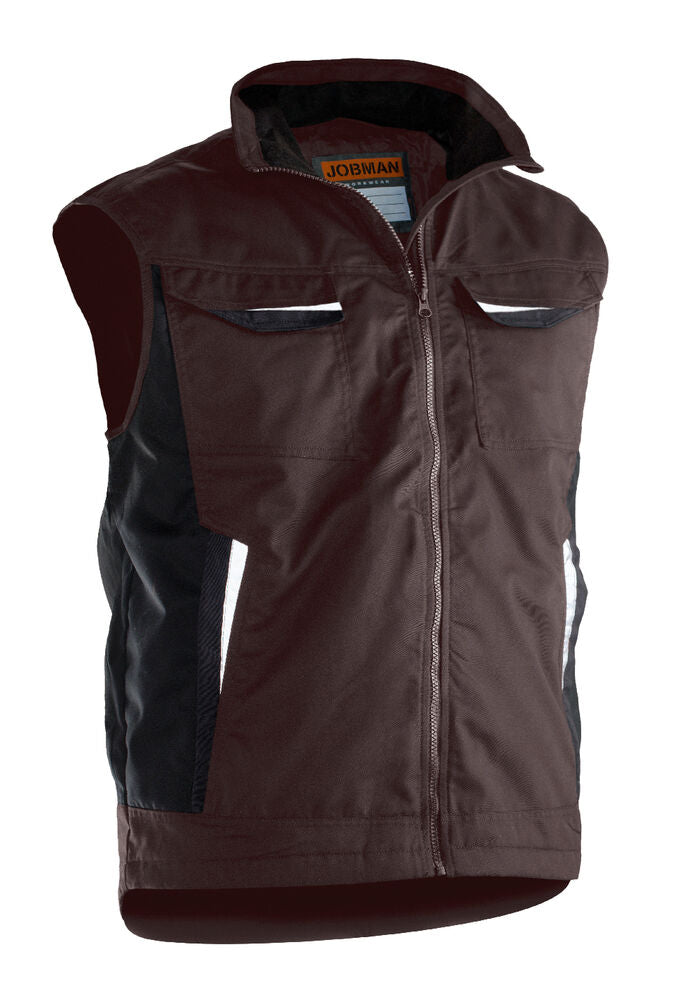 Jobman 7517 Poly Cotton Padded Vest – Brown