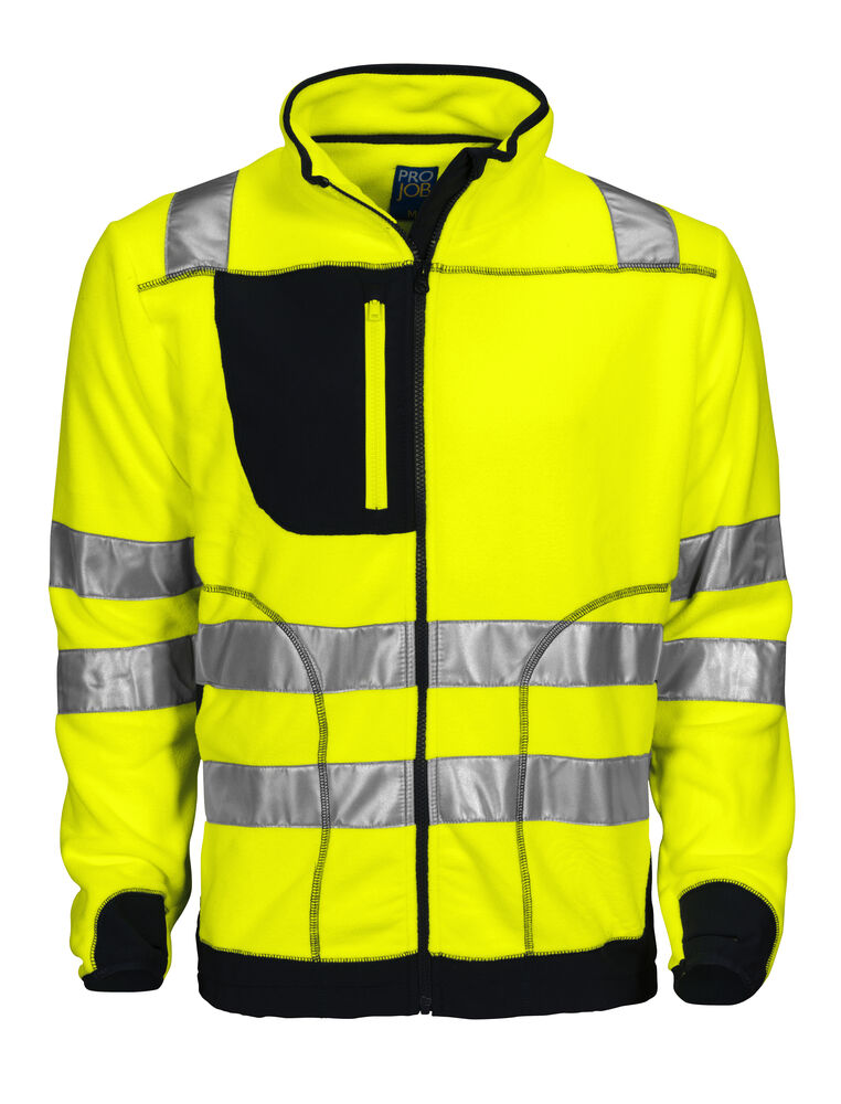 ProJob 6303 Fleecejakke EN ISO 20471 Kl 3/2 – Yellow/Black