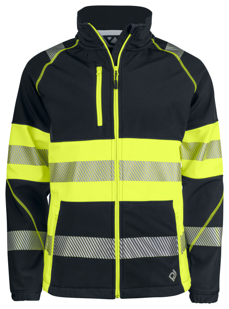 ProJob 6443 Softshelljakke EN ISO 20471 Kl 1 – Yellow/Black