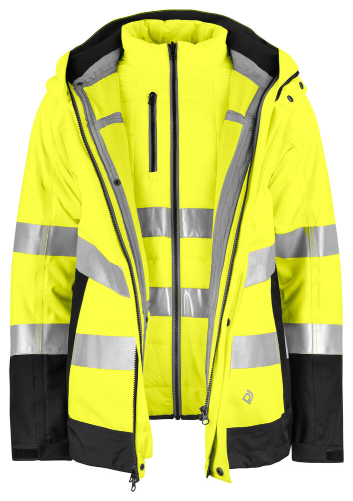 ProJob 6445 Funksjonsjakke 3-i-1 EN ISO 20471 Kl 3/2 – Yellow/Black