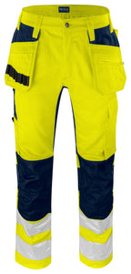 ProJob 6570 Håndverksbukse Stretch EN ISO 20471 Kl 2 – Yellow/Navy