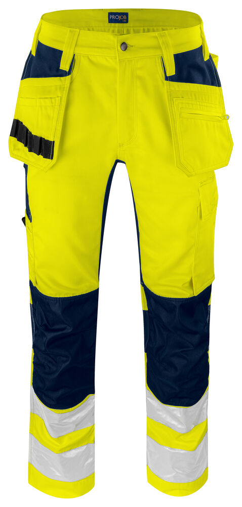 ProJob 6570 Håndverksbukse Stretch EN ISO 20471 Kl 2 – Yellow/Navy