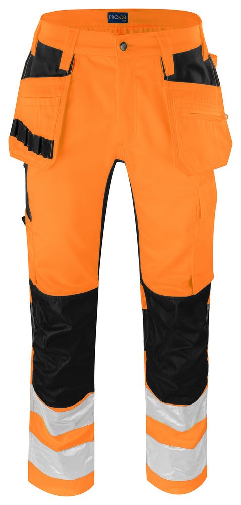 ProJob 6570 Håndverksbukse Stretch EN ISO 20471 Kl 2 – Orange/Black