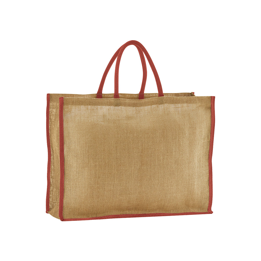 Westford Mill Natural starched jute market shopper – Natural/Orange Rust