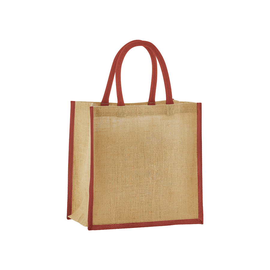 Westford Mill Natural starched jute mini gift bag – Natural/Orange Rust