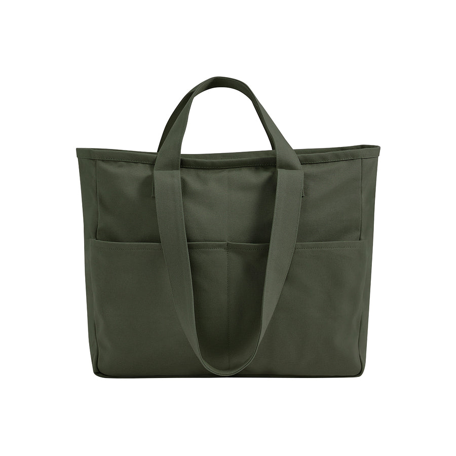 Westford Mill Double Handle Cargo Pocket Tote – Olive Green
