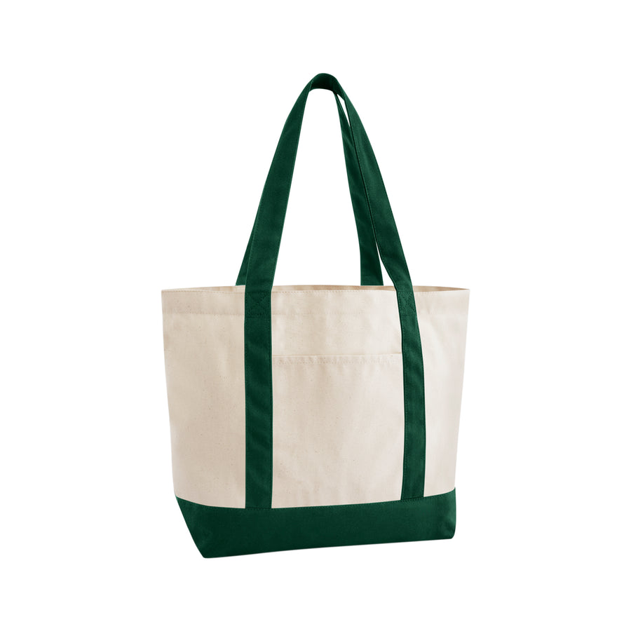 Westford Mill EarthAware® Organic Varsity Shopper – Natural/bottle green