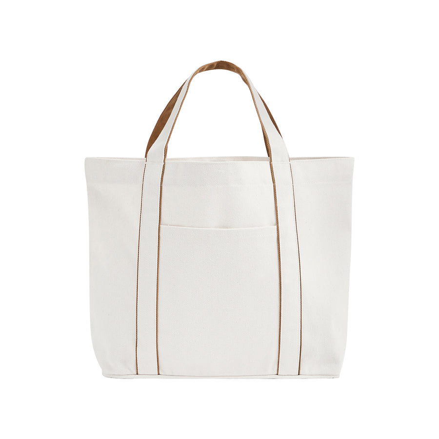 Westford Mill Courtside Medium Tote – Soft White/Caramel