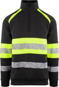 YOU Brande zip genser – Sort/Safety Gul