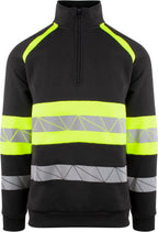 YOU Brande zip genser – Sort/Safety Gul