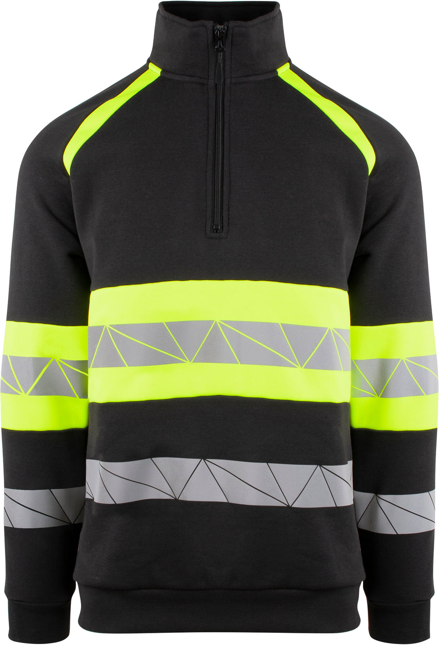 YOU Brande zip genser – Sort/Safety Gul